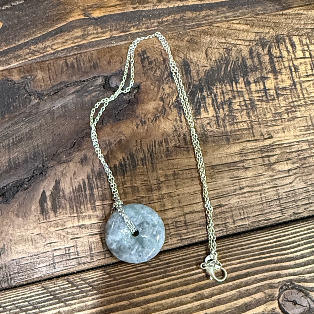 Blue water Jade Donut Necklace